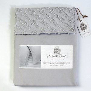 Willow Road Clipped Jacquard Set of 2 King Pillowcases - Gray